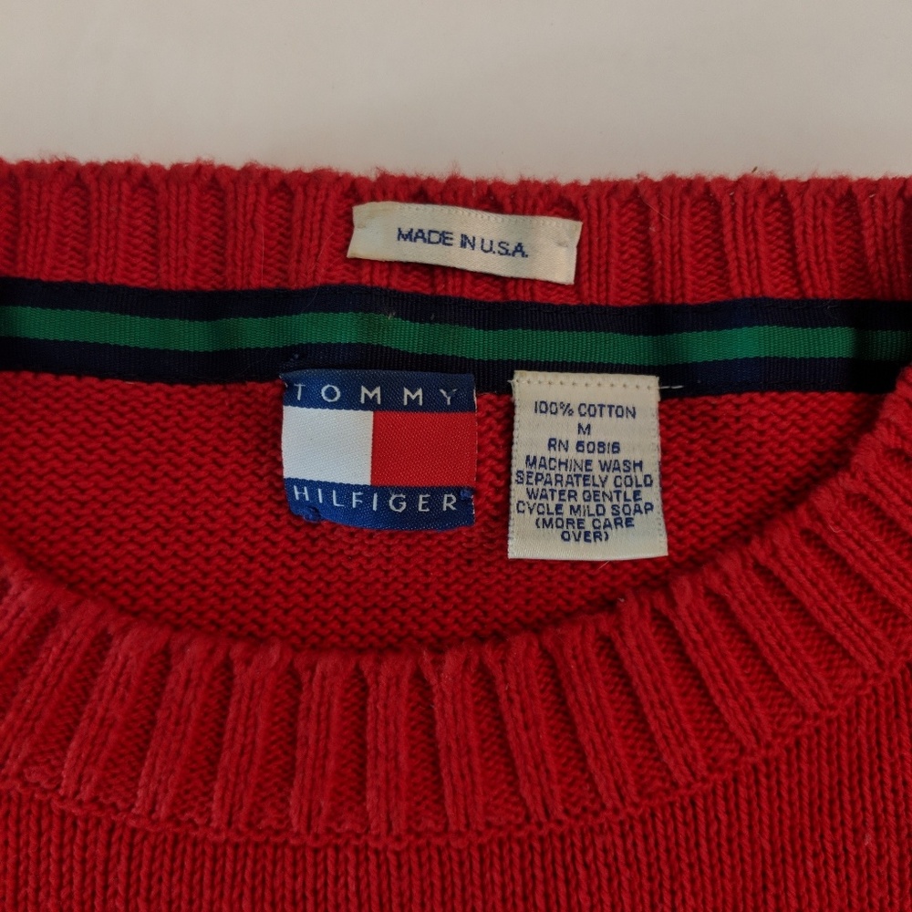 Tommy Hilfiger Mens Sz Medium Sweater Crest Cotton - Picture 4 of 6